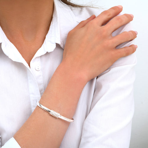 Sabbia & Lucido Silver Bangle Bracelet
