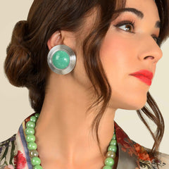 Boucles d'oreilles clip Lea en laiton, cabochon en résine 40mm