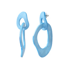 Boucles d'Oreilles Mina, tiges en acier et acétate Bleu