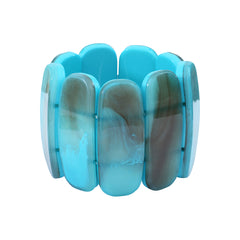 Bracelet Mina en acétate bleu monté qur cable élastique