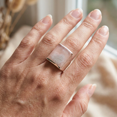 Bague Chevalière Quartz Rose