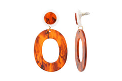 Brown acetate brass steel earrings