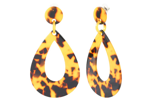 Tortoiseshell acetate steel earrings