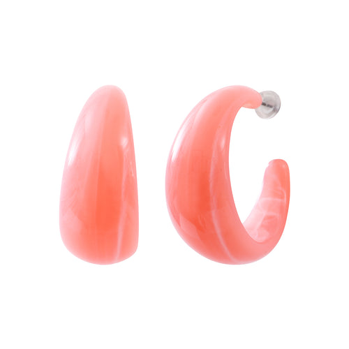 Pink Acetate Steel Hoop Earrings