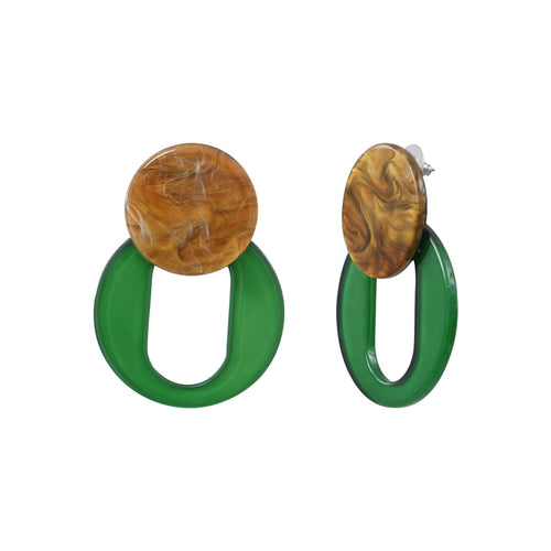 Honey Green Acetate Steel Earrings