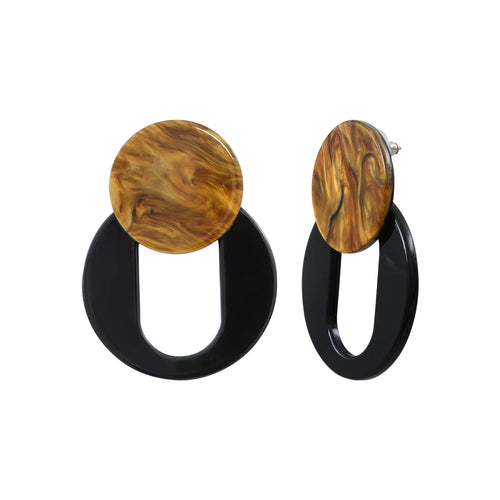 Black honey acetate steel earrings