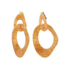 Ebba Clip-on Earrings in Steel and Beige Acetate