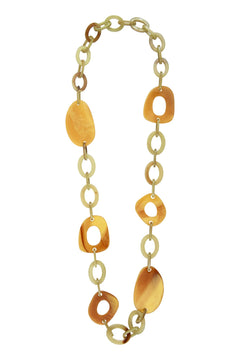 Sautoir Seventies Acétate ambre vert pâle