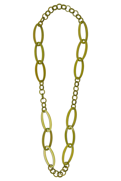 Sautoir Seventies Acétate vert olive
