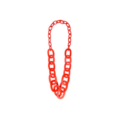 Seventies Acetate Long Necklace Red Oval Links