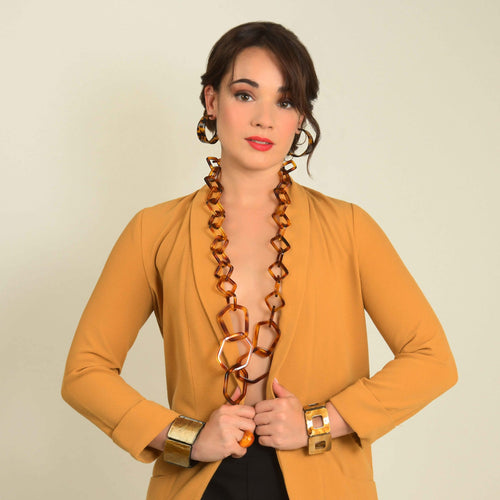 Sautoir Lise en acétate façon écaille de tortue