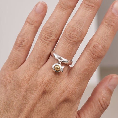 Golden Ball Fish Tassel Ring