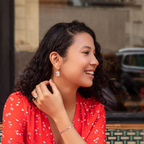 La Pompadour Rose Quartz Earrings