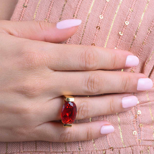 Bague Joséphine Dorée Quartz Rouge