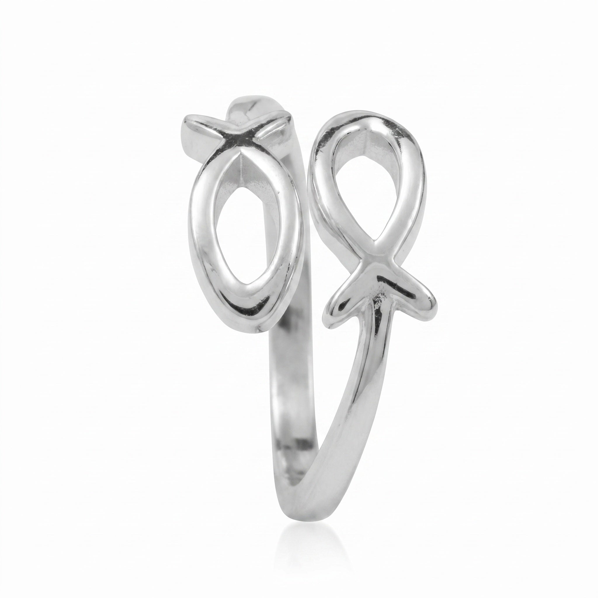 Bague Love Fish Rhodiée
