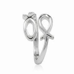 Rhodium-plated Love Fish Ring