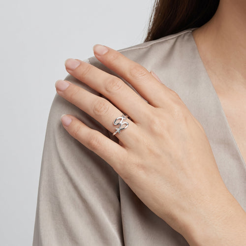 Rhodium-plated Love Fish Ring