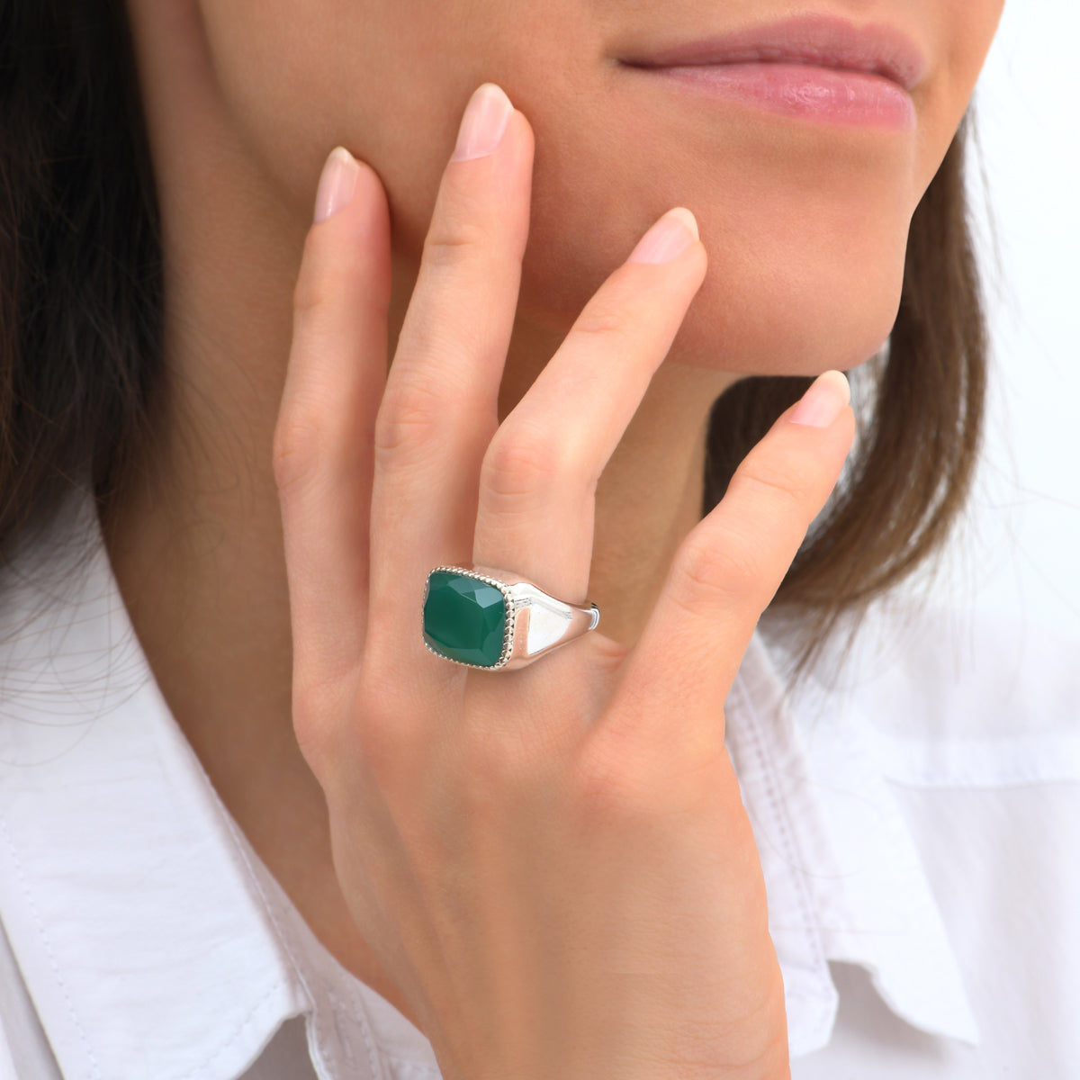 Green onyx ring on sale