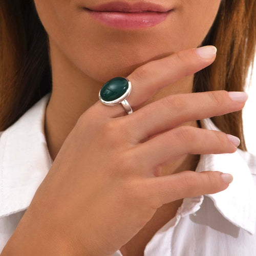 Bague Cabochon Agate Verte Grace