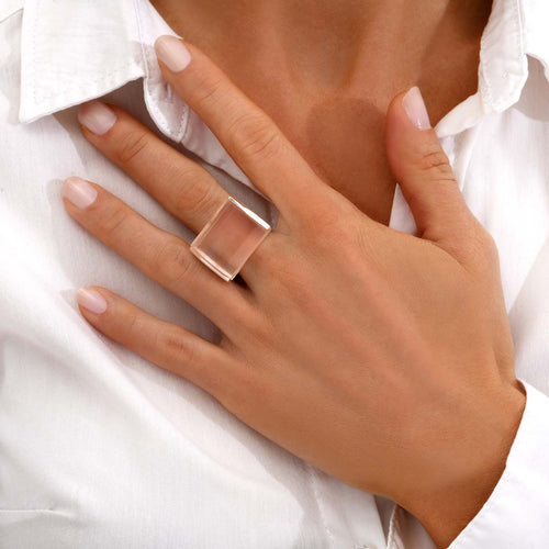 Bague Chevalière Quartz Rose