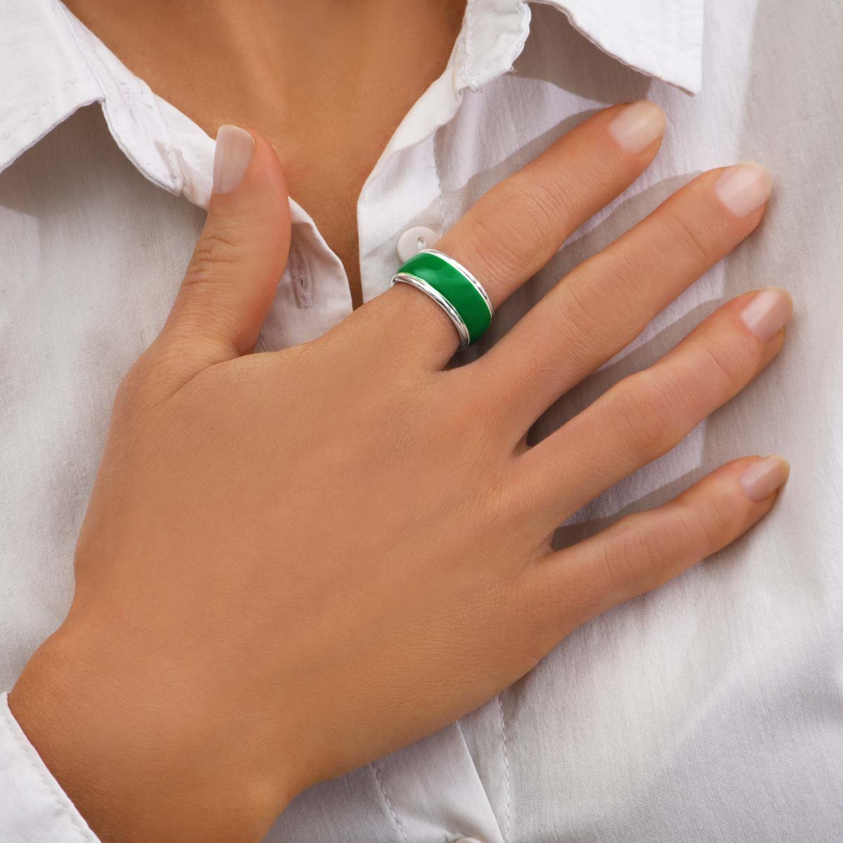 Bague Email Vert Grace