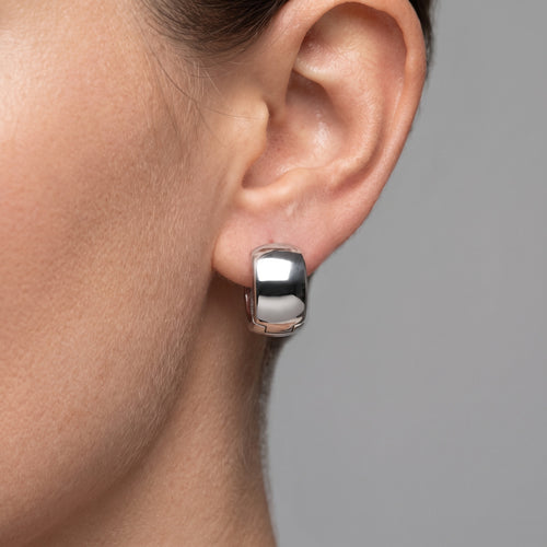 Wide and Domed Hinged Hoop Earrings