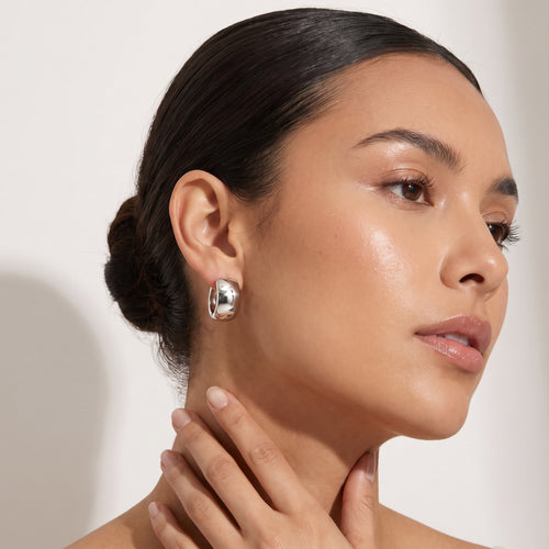 Wide and Domed Hinged Hoop Earrings