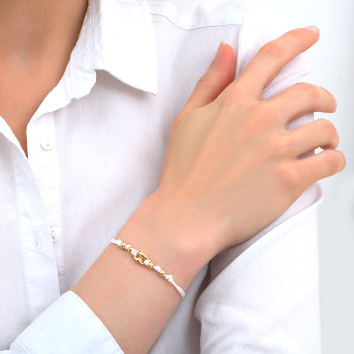 Bracelet Lien Grain de Café Doré