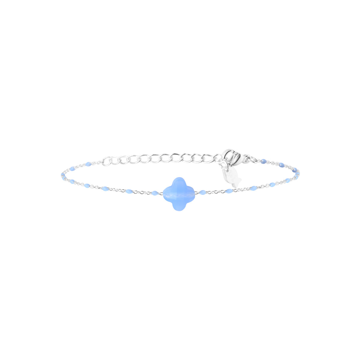 Bracelet Azalée en acier argenté, agate bleue ciel – vue d'ensemble