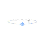 Bracelet Azalée en acier argenté, agate bleue ciel – vue d'ensemble