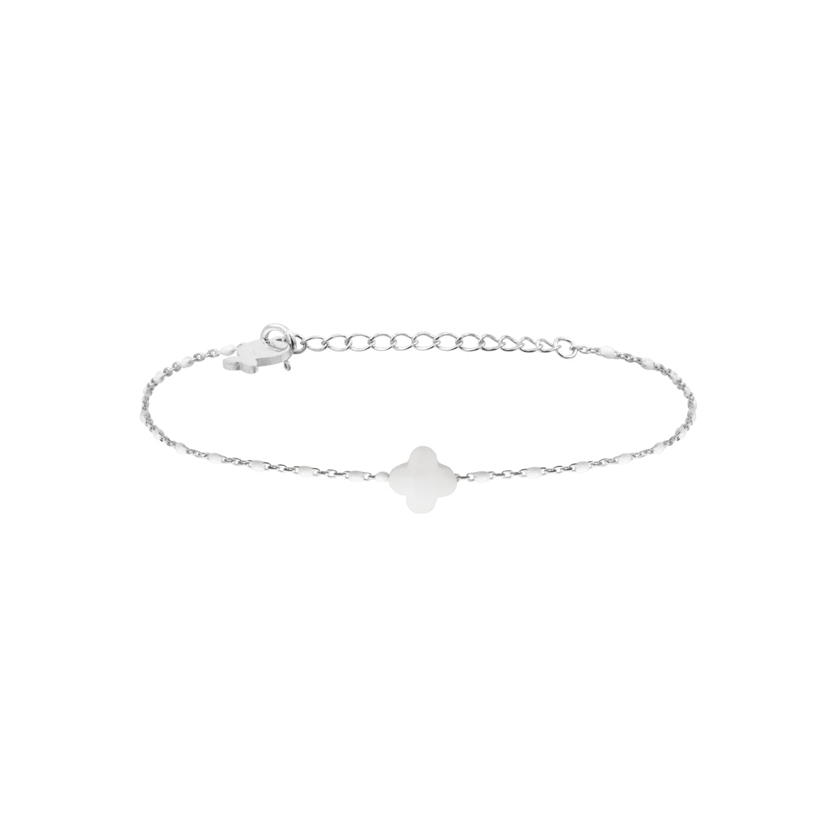 Bracelet Azalée en acier argenté, jade blanc – vue d'ensemble