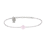 Bracelet Azalée en acier argenté, quartz rose – vue d'ensemble
