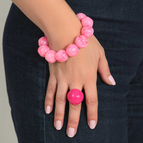 Bague Lara en Lucite rose