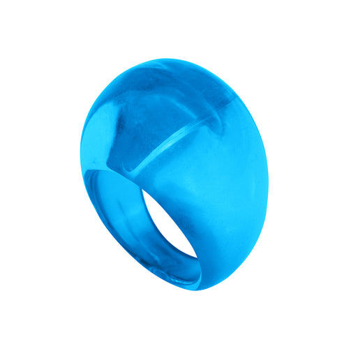 Mina Ring in Clear Blue Lucite