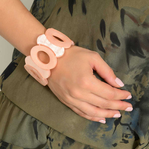 Cleo bracelet in pink acetate mounted on elastic cable