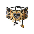 Isis bracelet in rope, golden brass and Miyuki beads