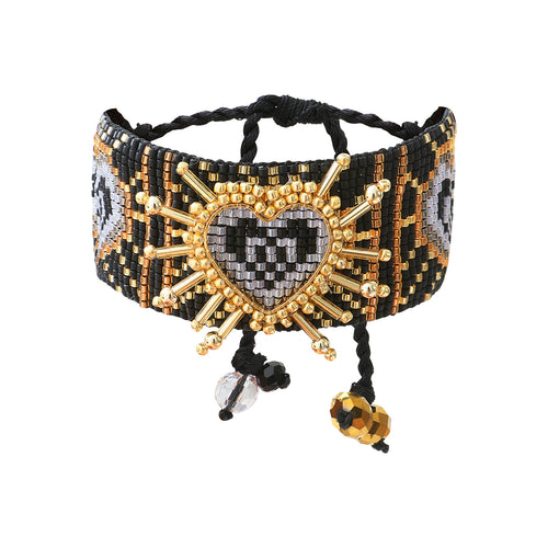 Isis bracelet in rope, golden brass and Miyuki beads