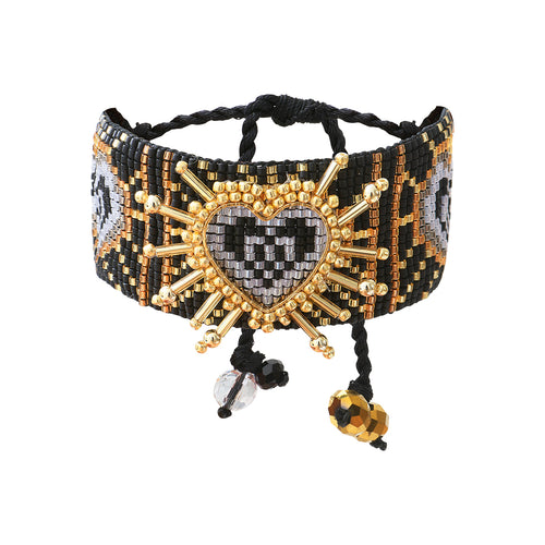 Bracelet Isis en corde, laiton doré et perles Miyuki