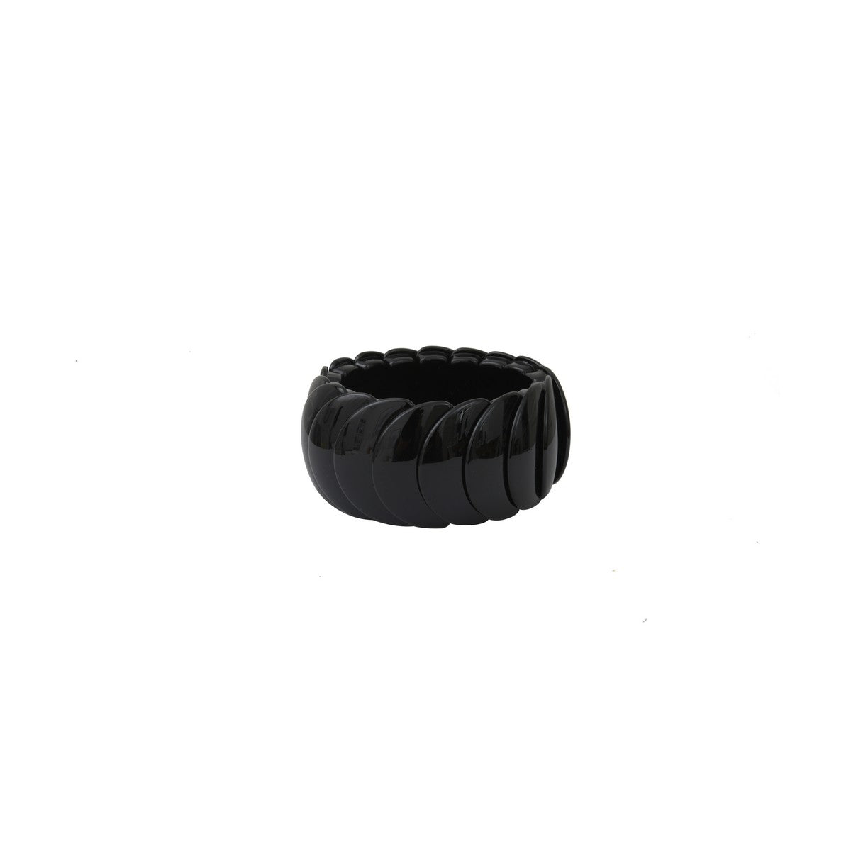Bracelet Maia en acétate noir monté sur cable élastique