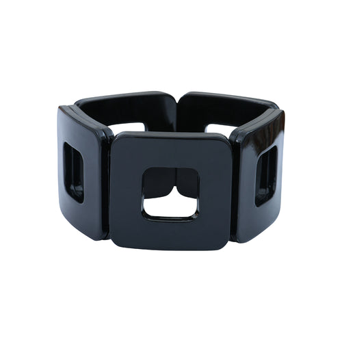 Vera bracelet in black acetate mounted on elastic cable