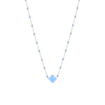Collier Azalée en acier argenté, agate bleue ciel – vue d'ensemble