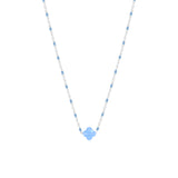 Collier Azalée en acier argenté, agate bleue ciel – vue d'ensemble