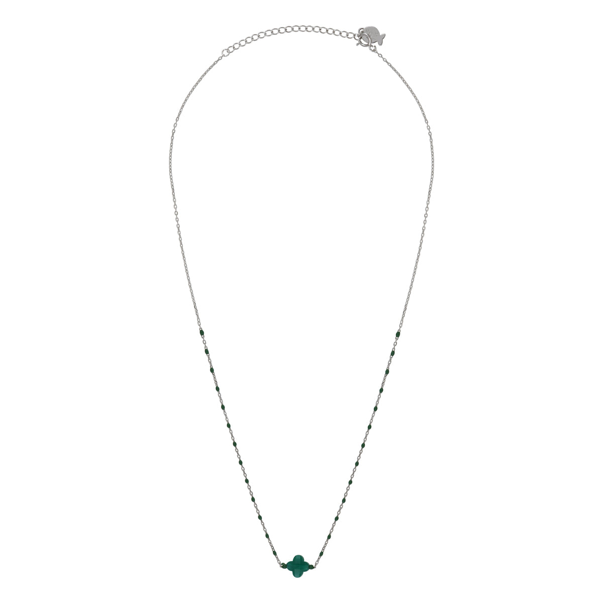 Collier Azalée en acier argenté, agate verte – vue d'ensemble