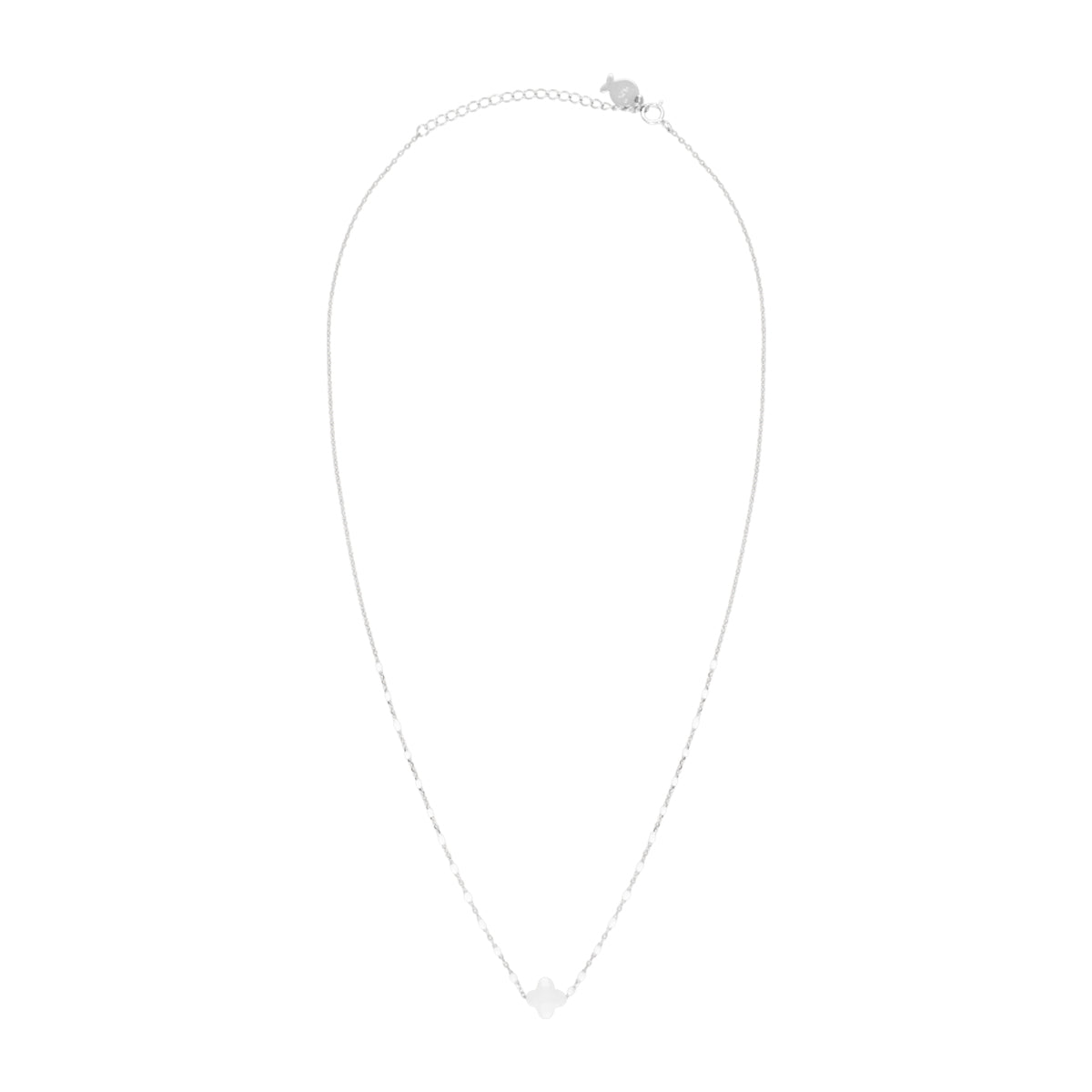 Collier Azalée en acier argenté, jade blanc – vue d'ensemble