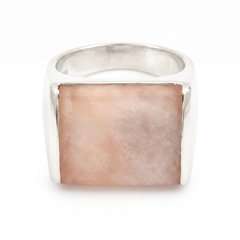 Bague Chevalière Quartz Rose
