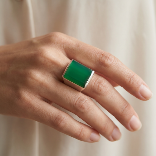 Bague Chevalière Onyx Vert