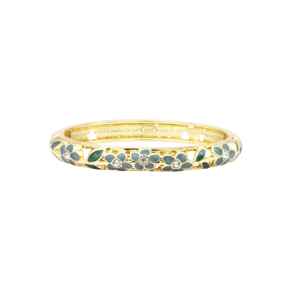 Bracelet Ayuthia bleu jaune en laiton doré et émail – vue de face