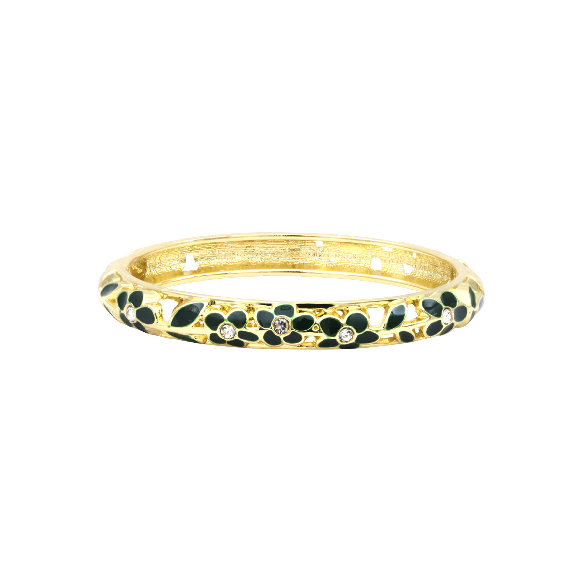 Bracelet Ayuthia vert f en laiton doré et émail – vue de face
