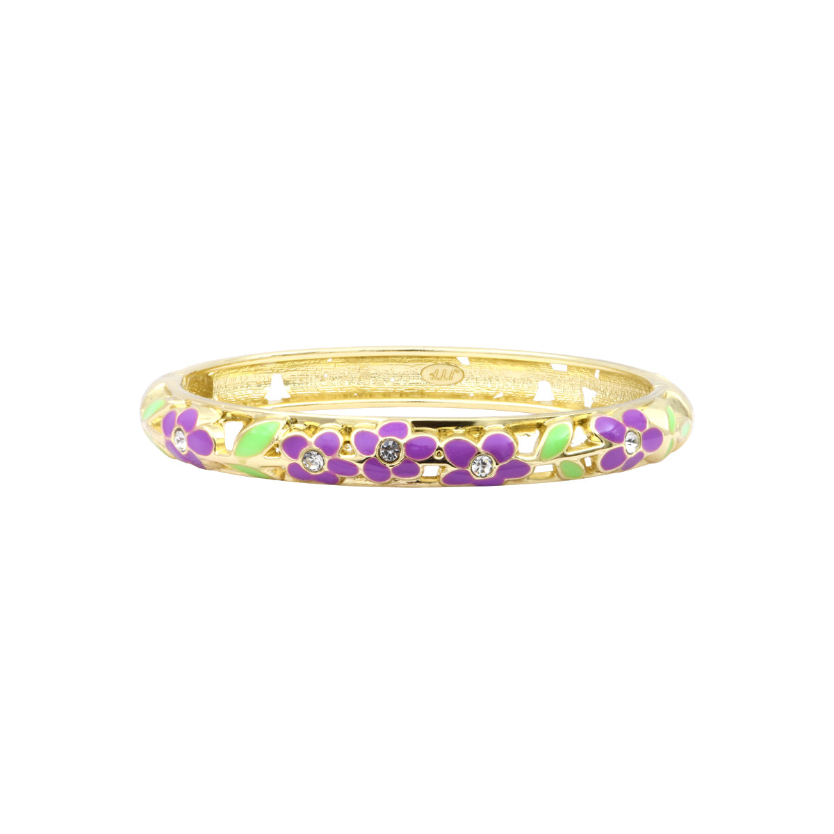 Bracelet Ayuthia violet vert en laiton doré et émail – vue de face
