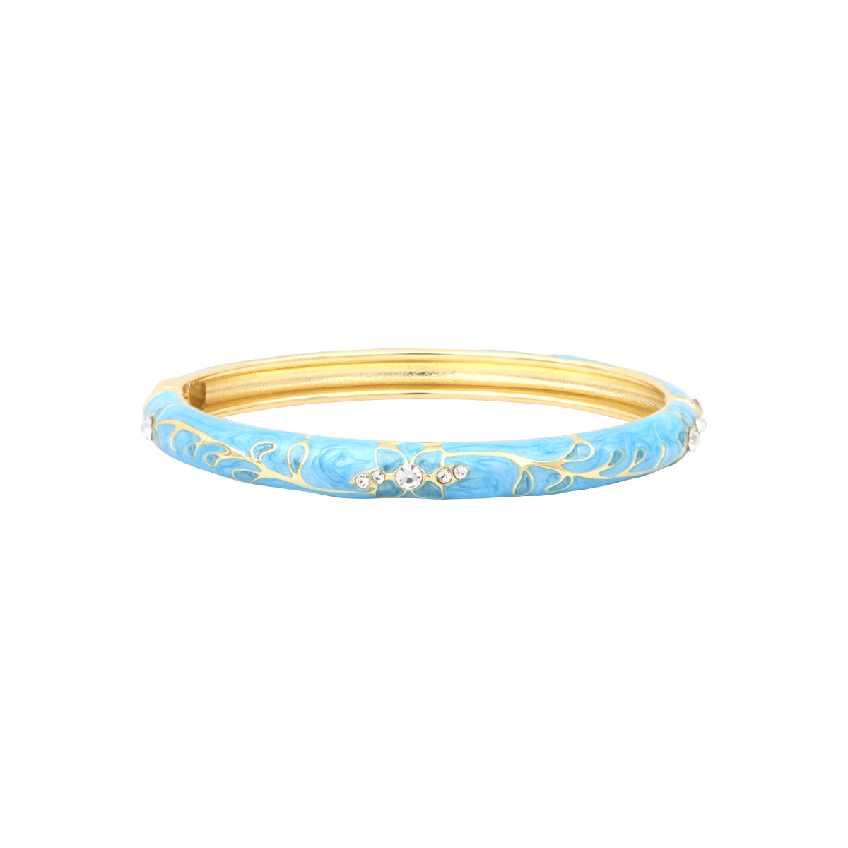 Bracelet Pattani ciel en laiton doré et émail – vue de face